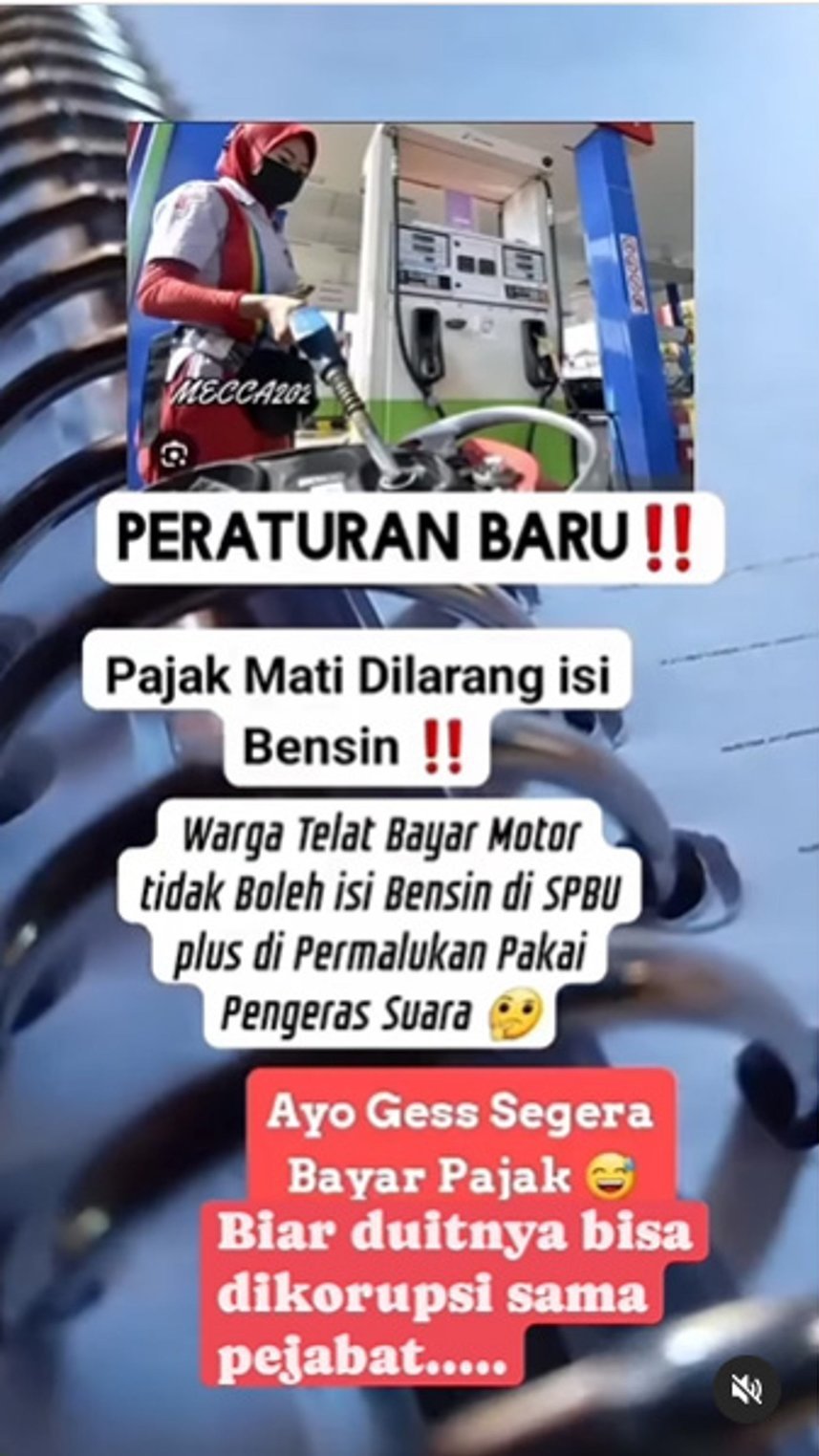 PERIKSA FAKTA Telat Pajak Dilarang Isi Bensin