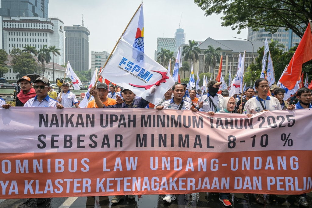Unjuk rasa buruh di Jakarta