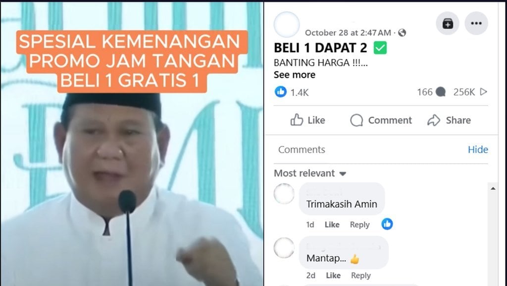 periksa fakta Hoaks Prabowo Promosikan Jam Tangan