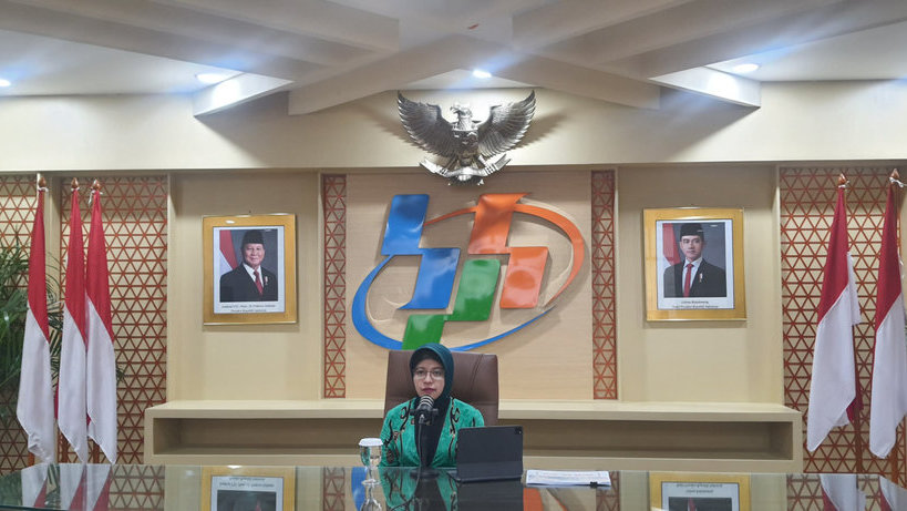 Plt. Kepala BPS, Amalia Adininggar Widyasanti, dalam Rilis BPS, di Kantor BPS, Jakarta Pusat, Selasa (5/11/2024). (Tirto.id/Qonita Azzahra) Amalia Adininggar