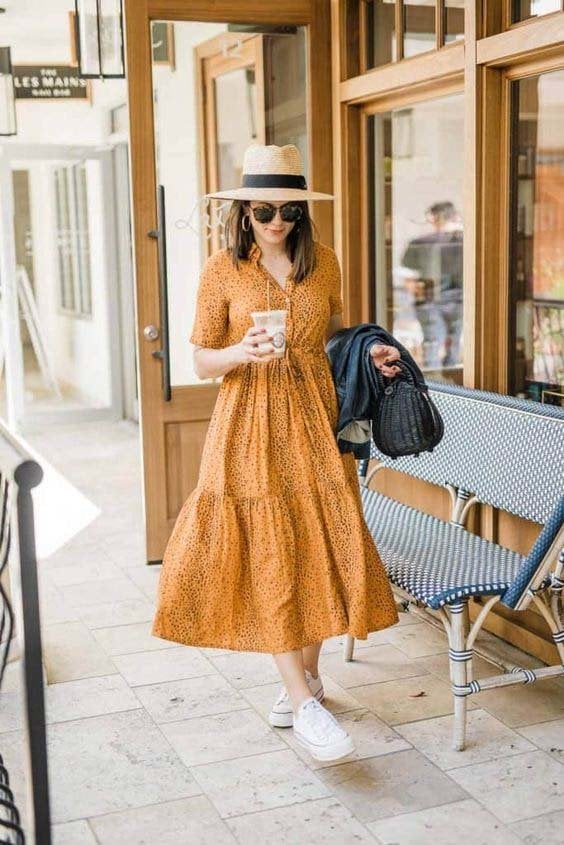 Outfit Midi dress dan sneakers