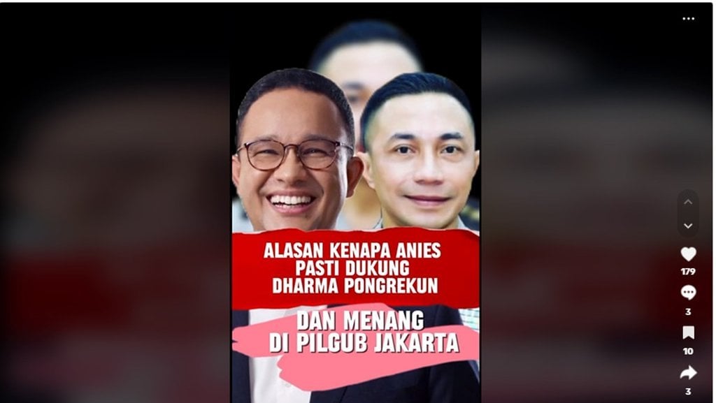 Periksa Fakta Benarkah Anies Dukung Dharma Pongrekun 