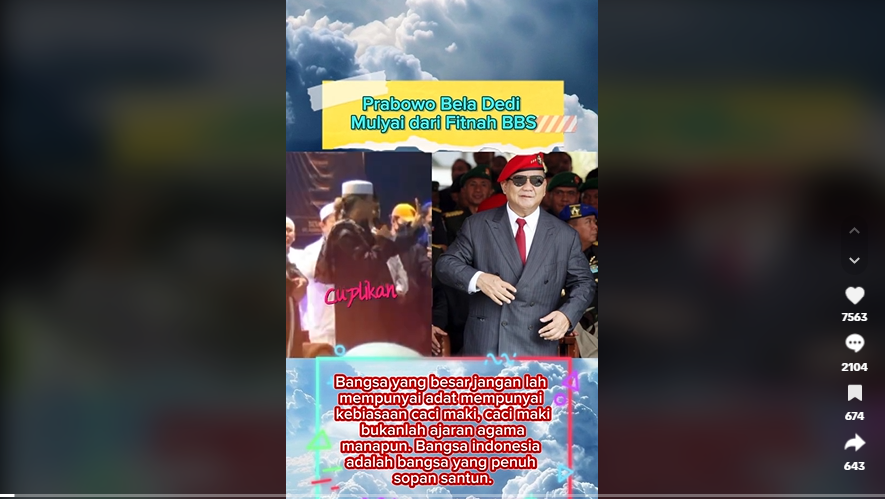 Foto Periksa Fakta Prabowo Bela Dedi Mulyadi