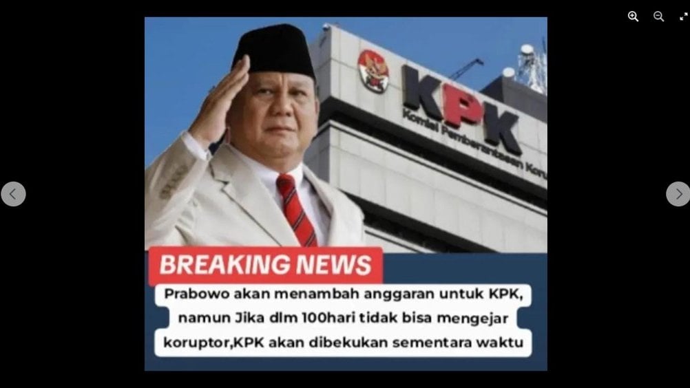 PERIKSA FAKTA Prabowo Bakal Membekukan KPK