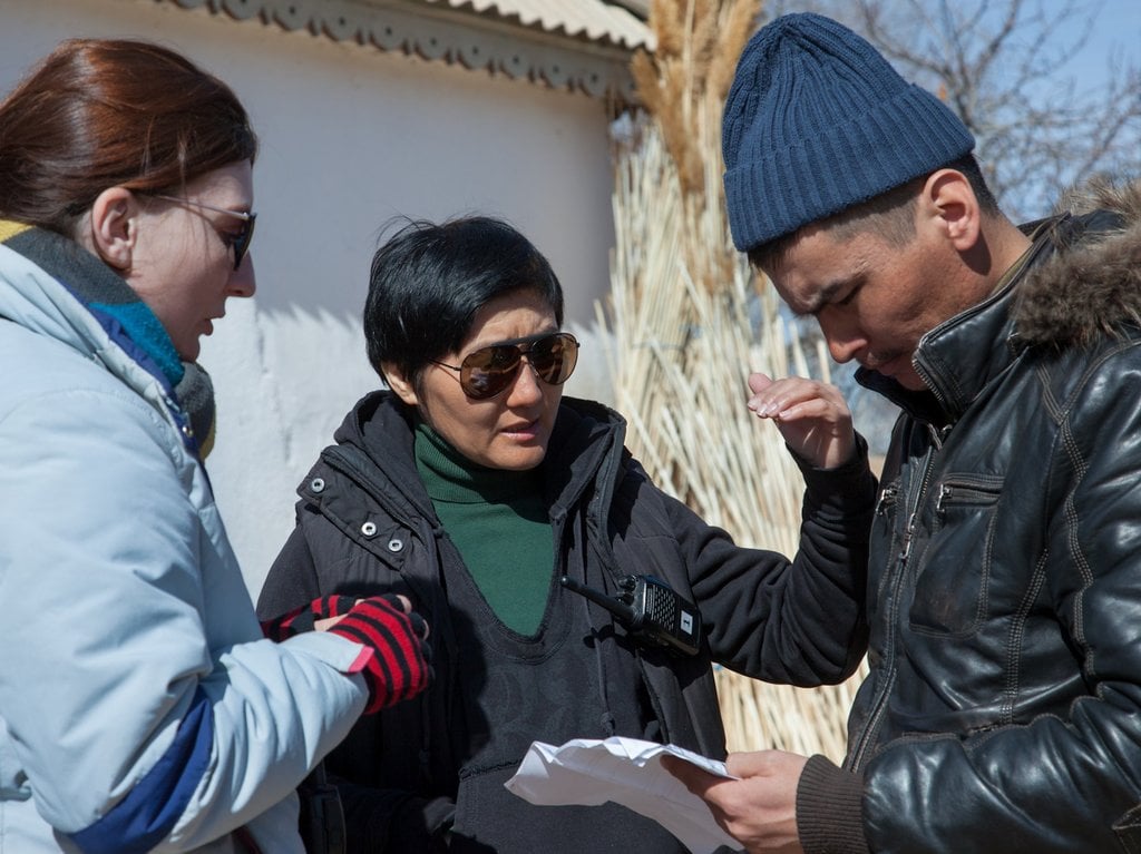 Dalmira and her colleagues on a film set a few years ago