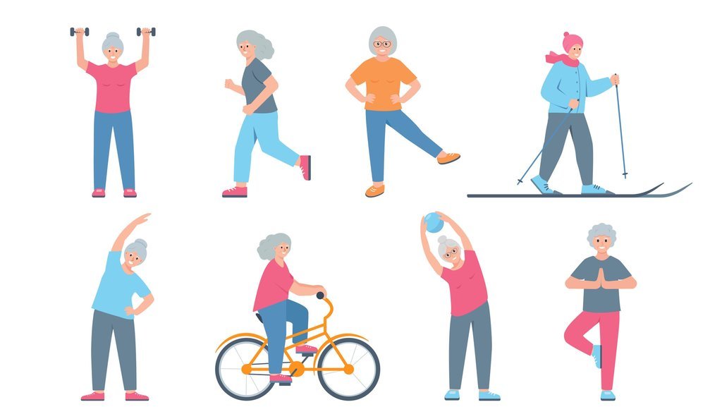 Ilustrasi wanita Lansia olahraga