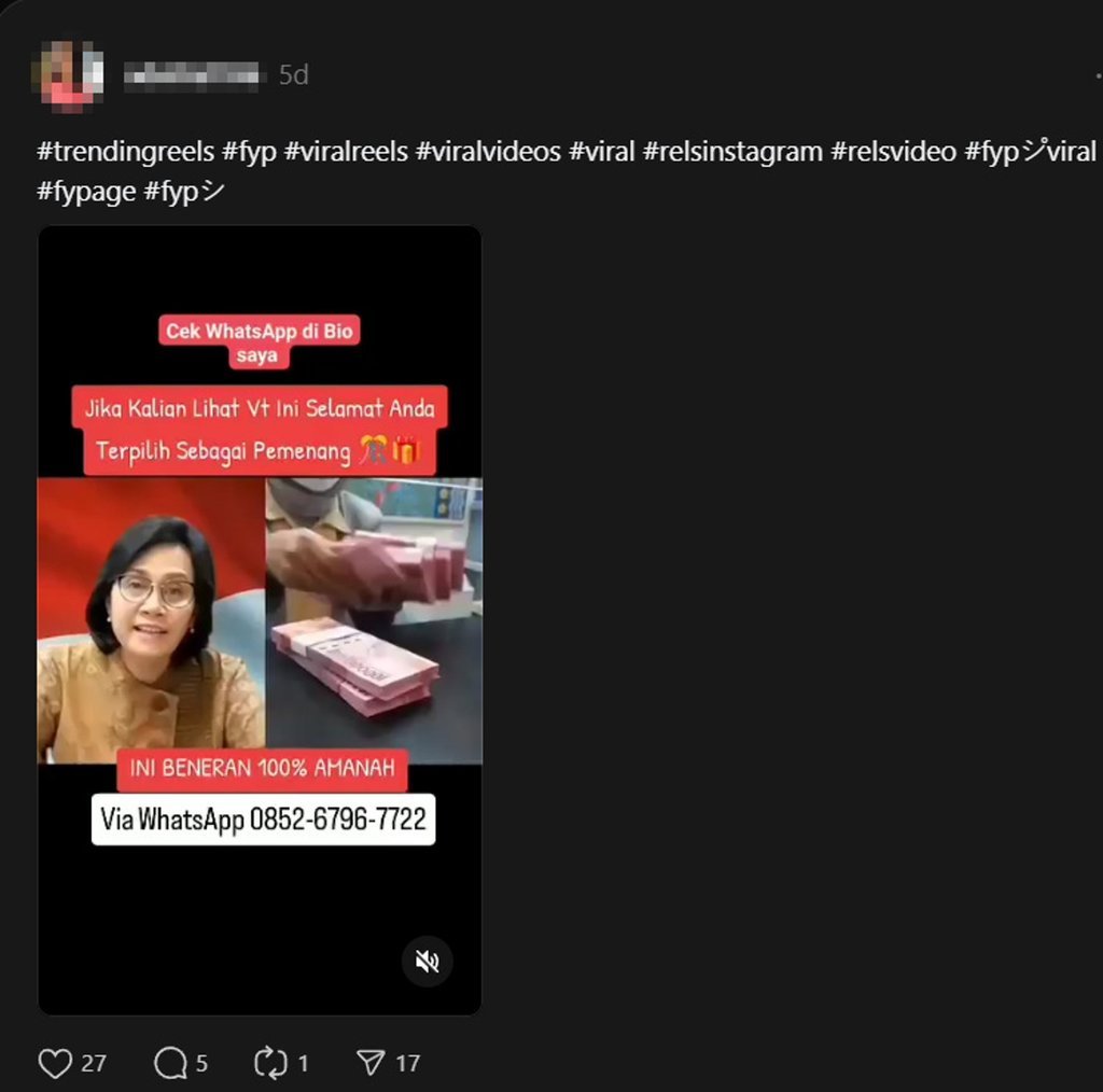 periksa fakta Hoaks Sri Mulyani Bagi Uang