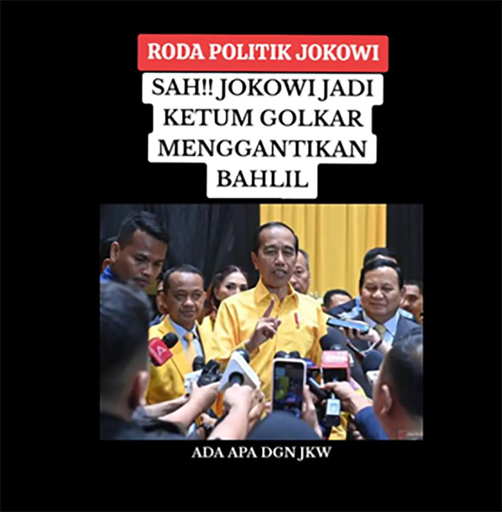 Periksa Fakta Jokowi Gantikan Bahlil Jadi Ketum Golkar