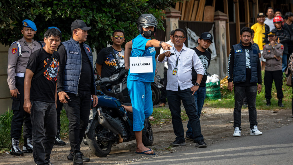 Rekonstruksi kasus penembakan pelajar di Semarang