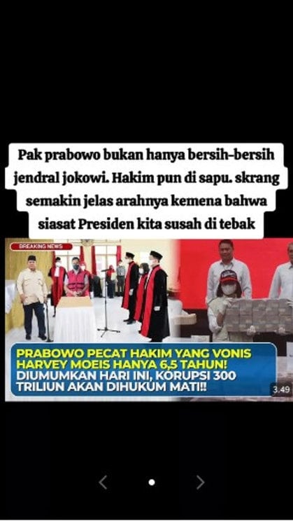 Periksa Fakta Prabowo Pecat Hakim