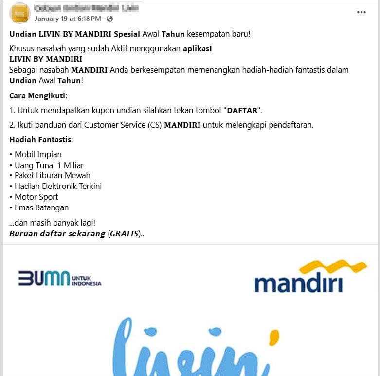 Foto Periksa Fakta Undian Mandiri