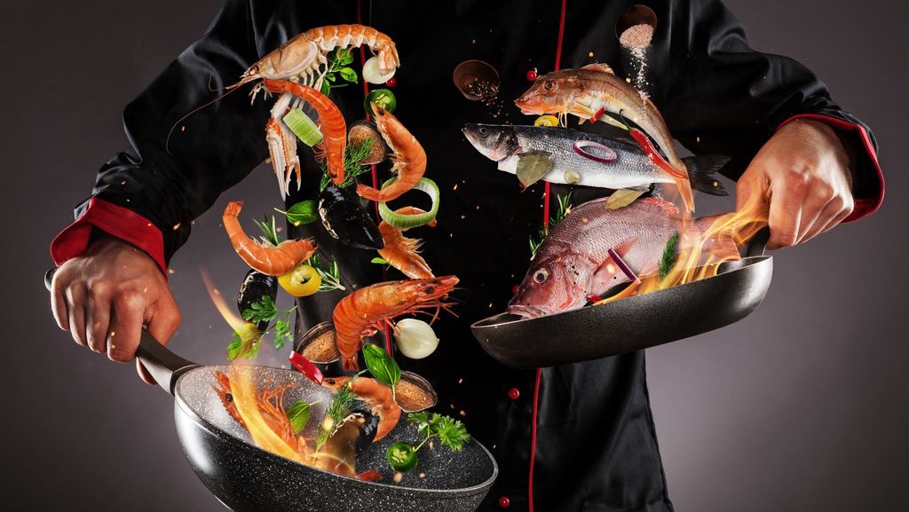 Ilustrasi memasak seafood