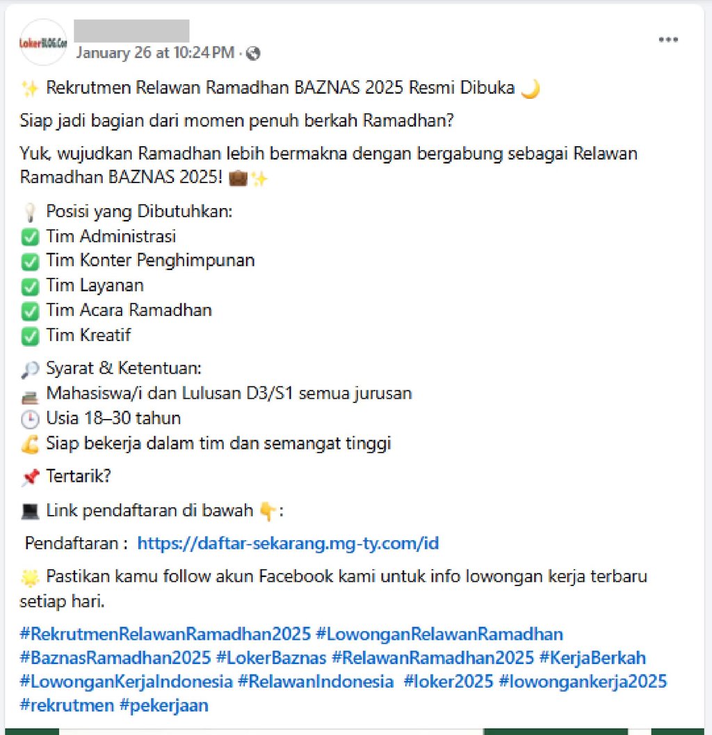 Foto Periksa Fakta Lowongan Relawan Ramadhan