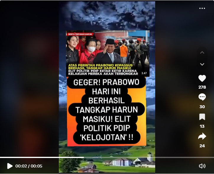 Foto Periksa Fakta Prabowo Harun Masiku