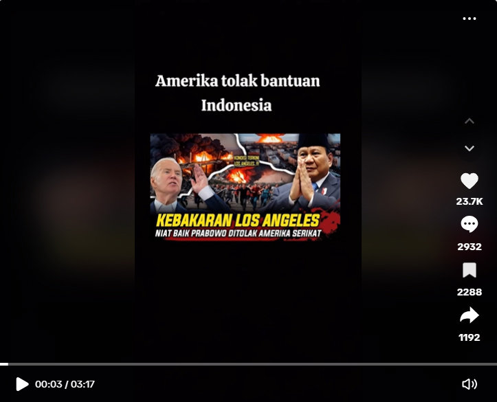 Foto Periksa Fakta Video Amerika Tolak Bantuan