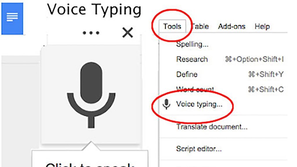 Google Docs Voice Typing