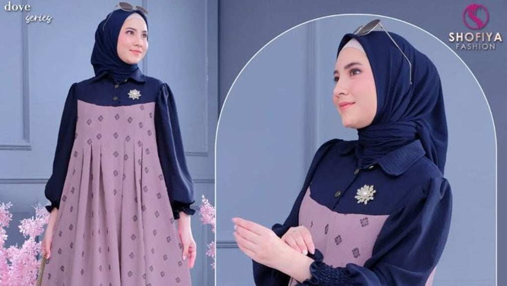 Baju taro-jilbab biru navy