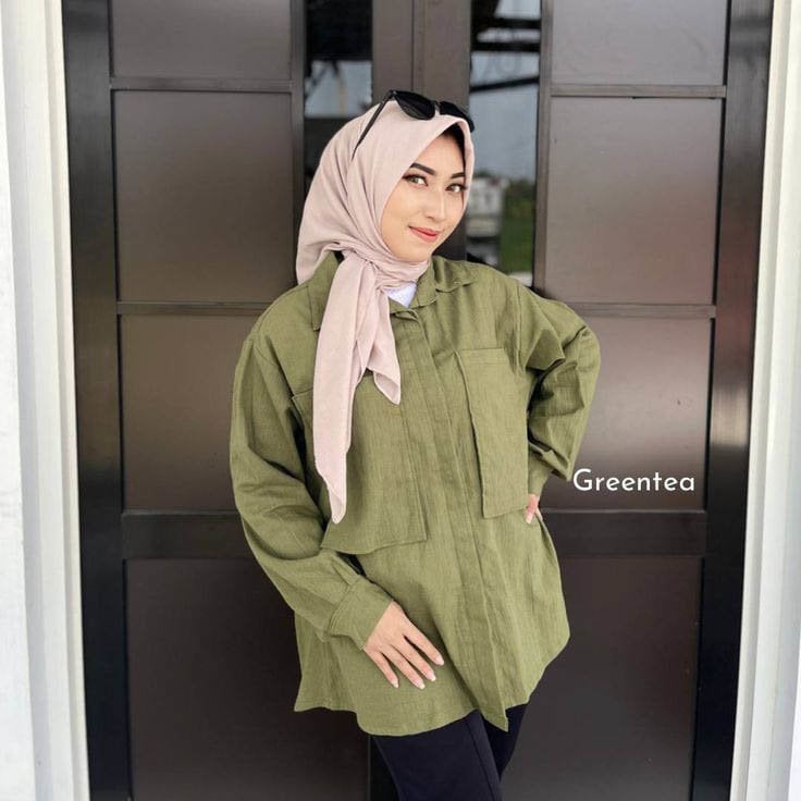  Baju hijau army-jilbab mauve