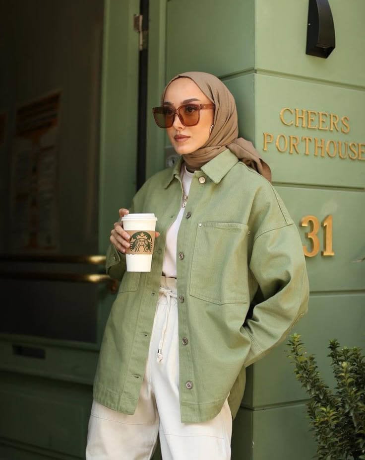  Baju hijau army-jilbab moka