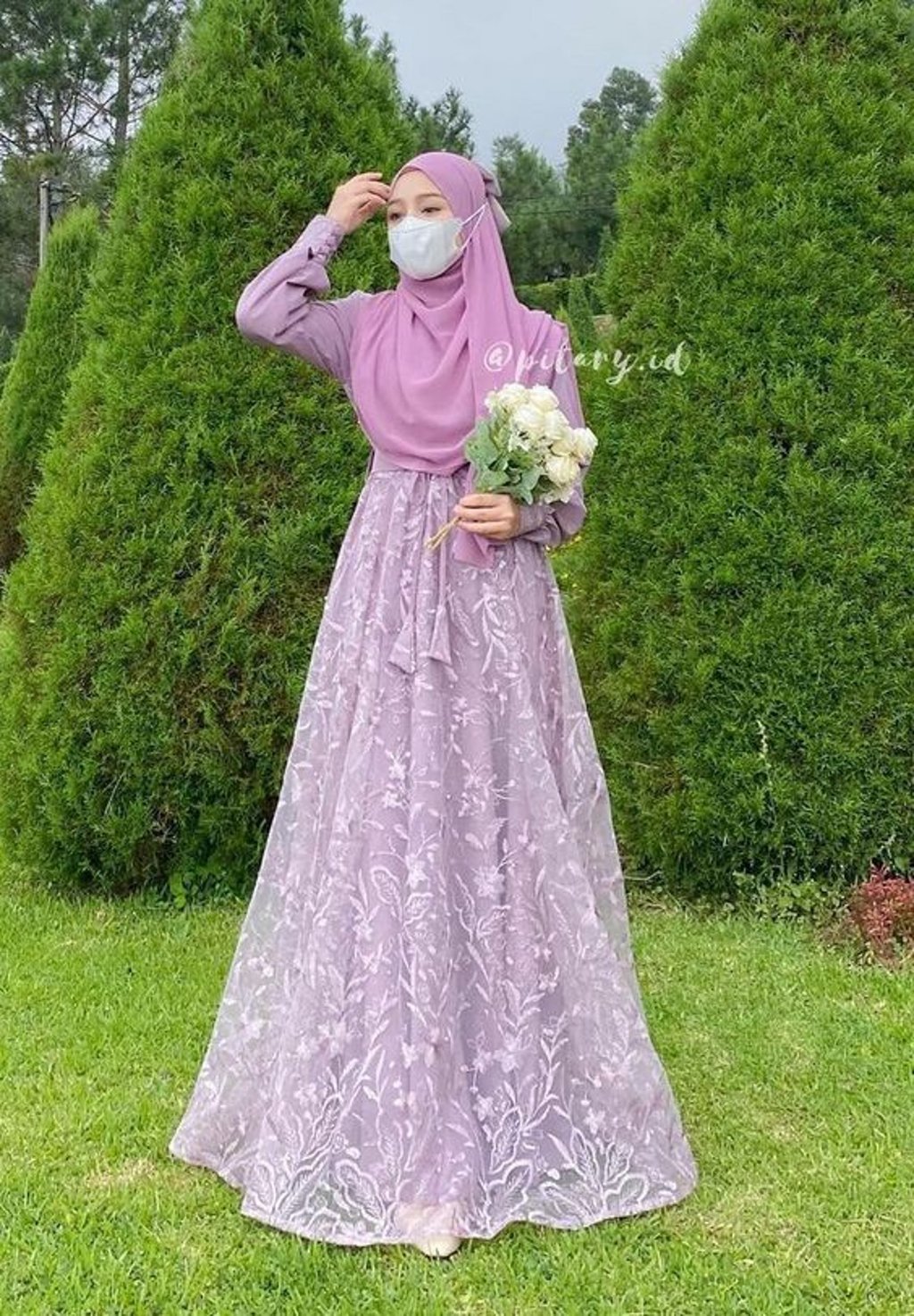 Baju Mauve-Jilbab ungu muda