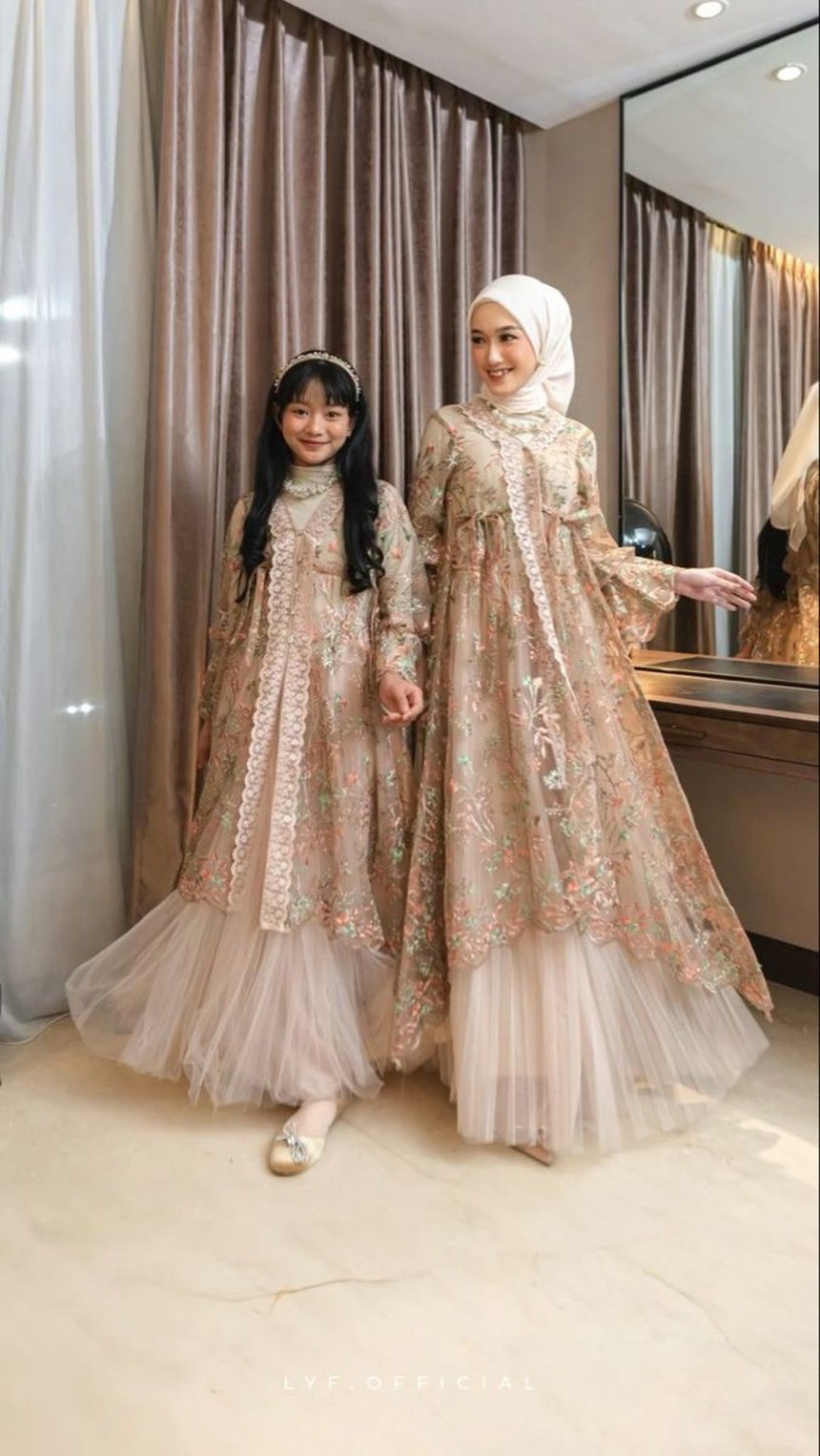 Dress Brokat Lapis Puring Couple Ibu Anak