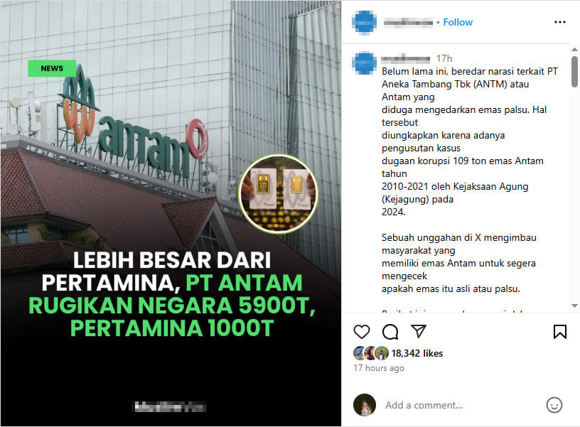 Foto Periksa Fakta Antam Rugikan Negara