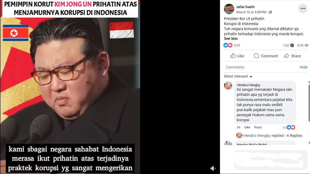 Foto Periksa Fakta Kim Jong Un Prihatin Korupsi Indonesia. 