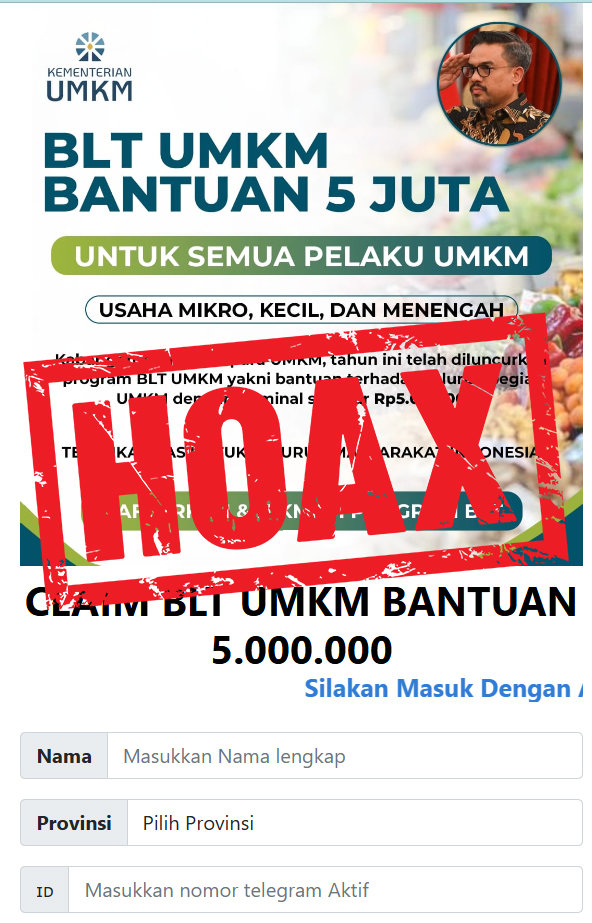 Formulir palsu BLT UMKM