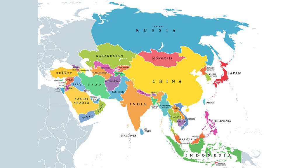 Ilustrasi Gambar Benua Asia. foto/istockphoto Ilustrasi Peta Benua Asia