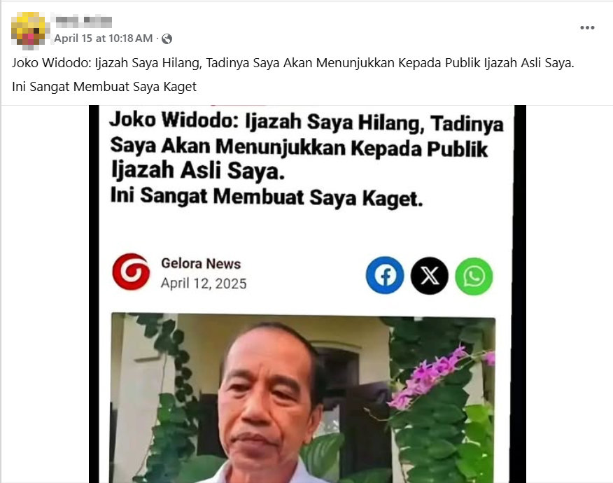 Periksa Fakta Ijazah Jokowi Hilang. foto/hotline periksa fakta tirto Periksa Fakta Ijazah Jokowi Hilang