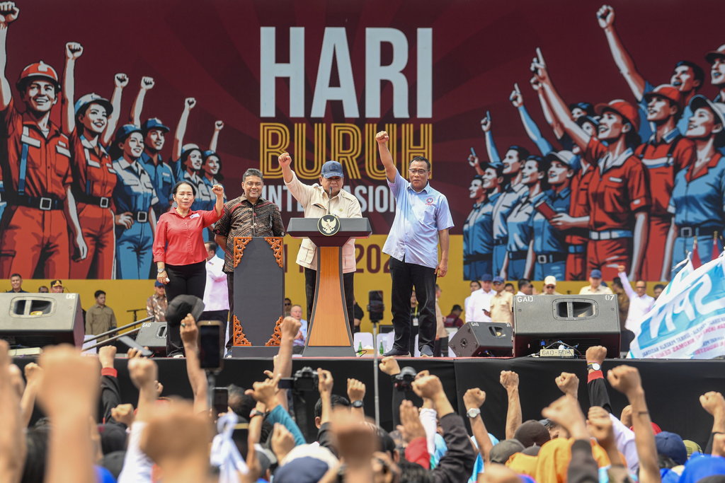 Presiden Prabowo Subianto hadiri perayaan Hari Buruh Internasional
