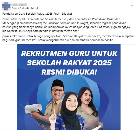 Foto Periksa Fakta Guru Sekolah Rakyat