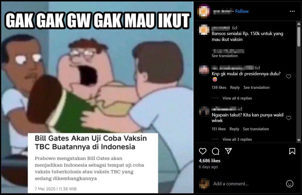 Foto Periksa Fakta Bansos TBC. foto/Hotline periksa fakta tirto Foto Periksa Fakta Bansos TBC