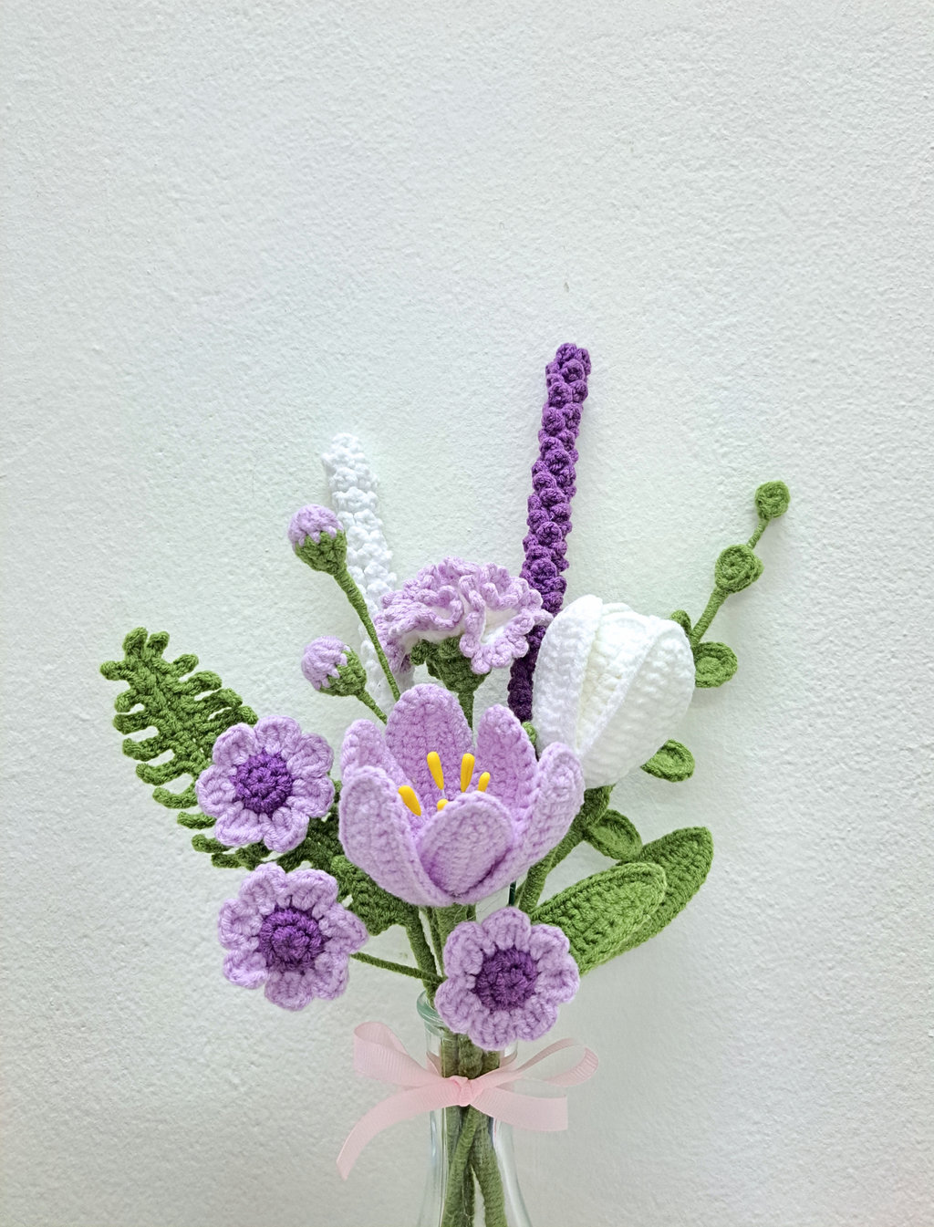 Buket Bunga Rajutan Nuansa Ungu