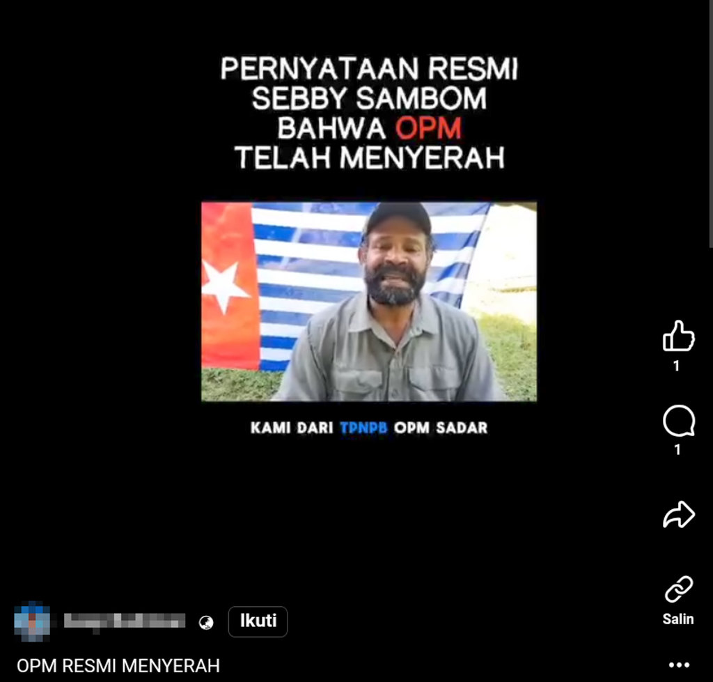 Header Periksa Fakta Jubir OPM Sebby Sambom. Periksa Fakta Jubir OPM Sebby Sambom