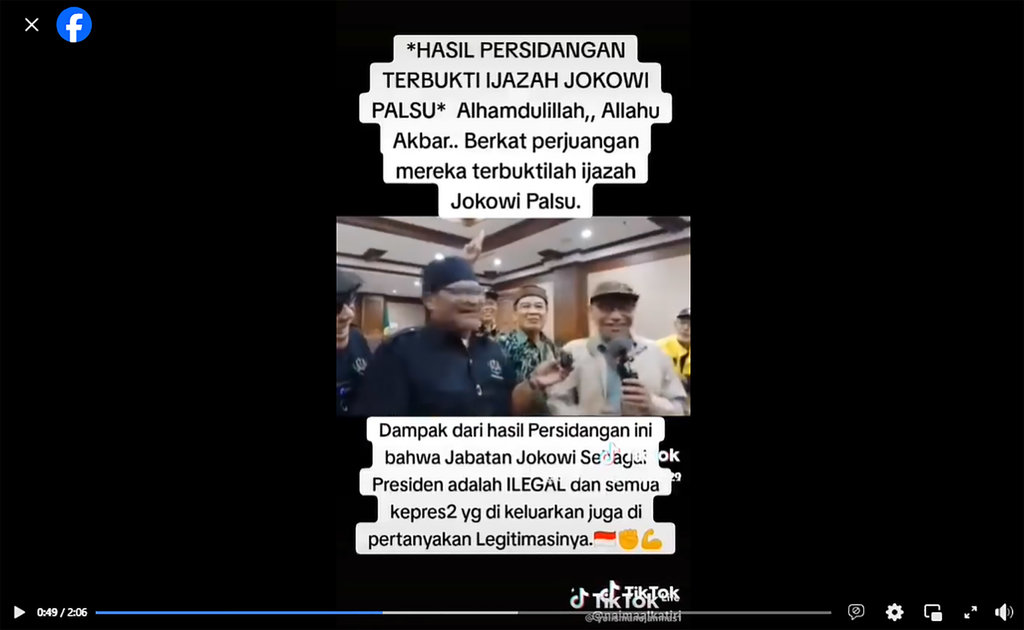 Periksa Fakta Hakim Akui Ijazah Jokowi Palsu