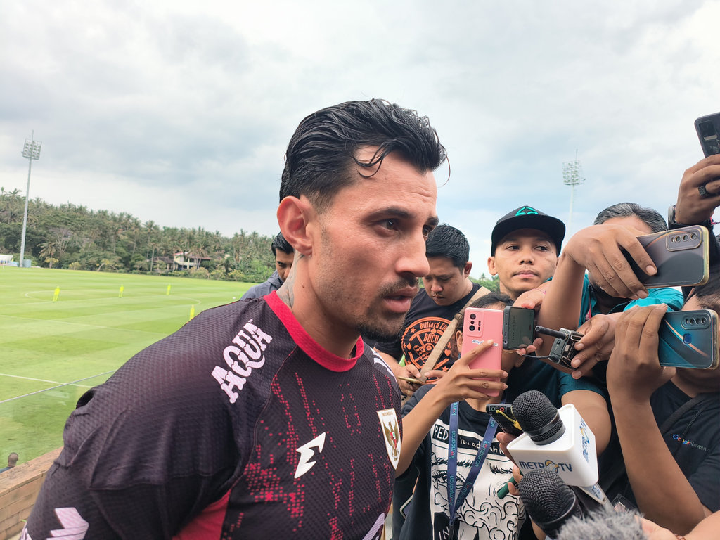 Pemain Timnas Indonesia, Stefano Lilipaly. Tirto.id/Sandra Gisela Timnas Indonesia Jalani TC di Bali