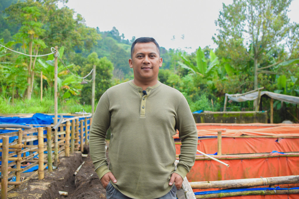 Ginanjar Mulyana, pembudidaya inti dan plasma lele, mitra eFishery di Garut, Jawa Barat.. tirto.id/Eggi Hadian lipsus eFishery