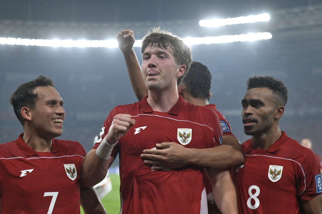 Para pemain Timnas Indonesia. ANTARA FOTO/Bayu Pratama S/Lmo/tom. Timnas Indonesia melawan China