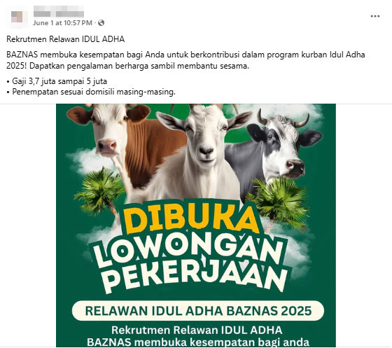 Periksa Fakta Lowongan Idul Adha Baznas