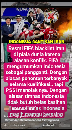 Periksa Fakta Indonesia Gantikan Iran di Piala Dunia 2026