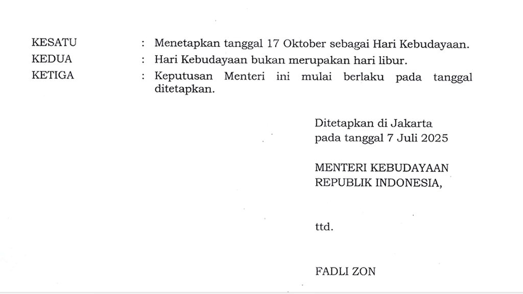 Kepmen Hari Kebudayaan