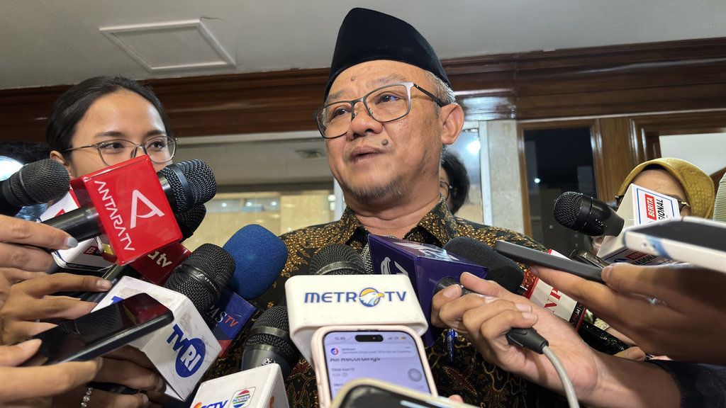 Menteri Pendidikan Dasar dan Menengah (Mendikdasmen), Abdul Mu’ti di Gedung DPR RI, Jakarta, Rabu (16/7/2025). tirto.id/Nabila Ramadhanty Putri Darmadi. Abdul Muti