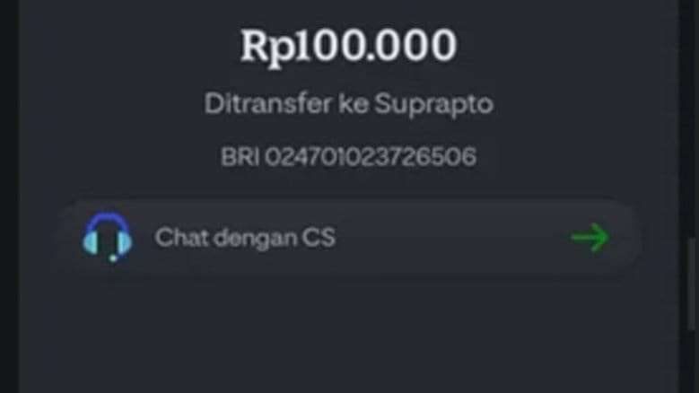 bukti transfer ke rekening pribadi polisi
