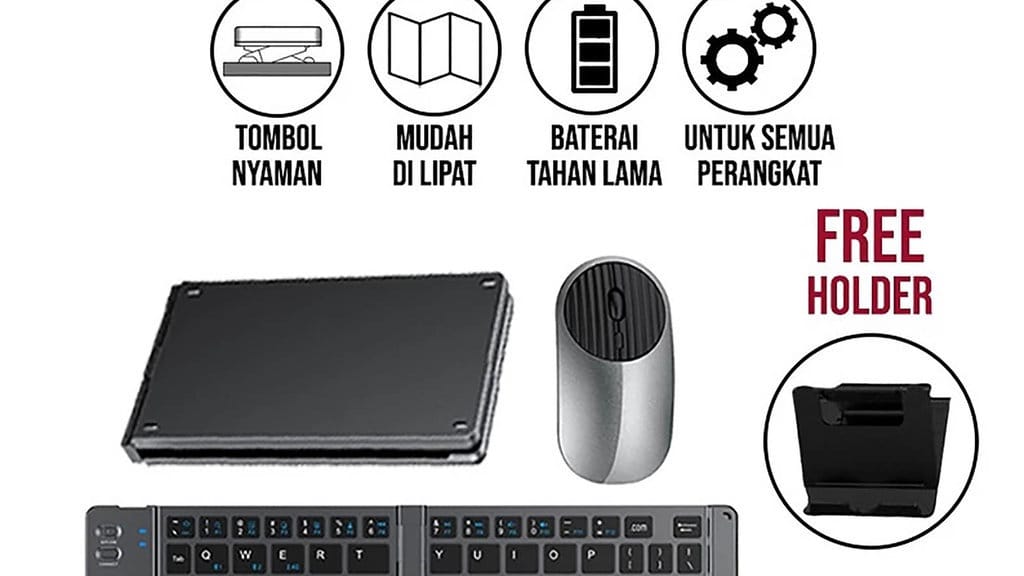  CIJI Set Keyboard Lipat Mini Wireless Mouse Portable BT919