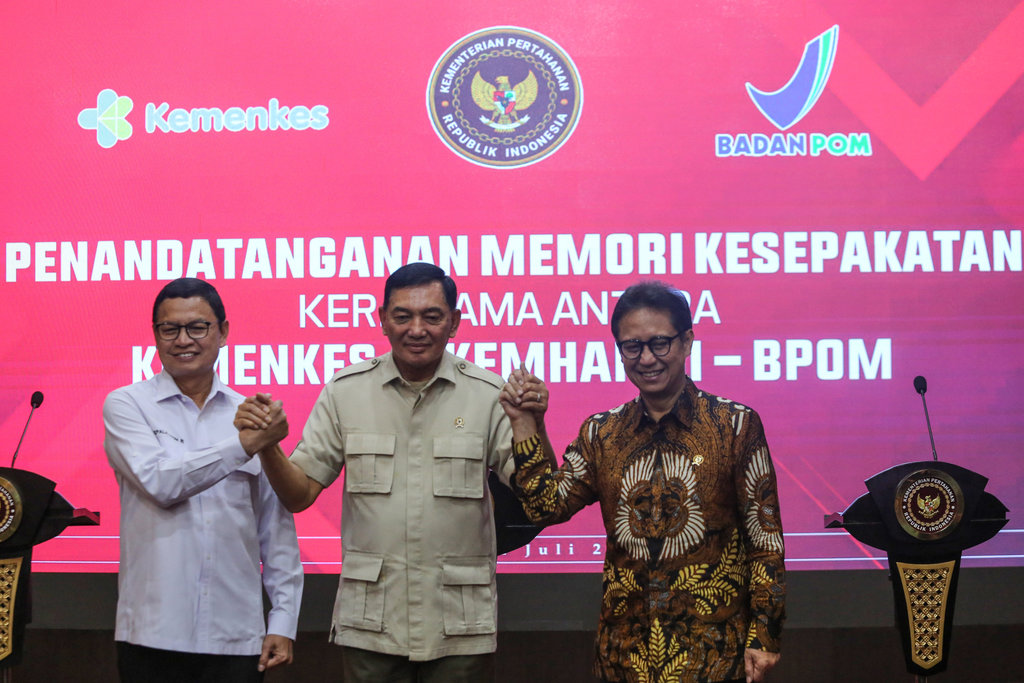 Nota kesepahaman antara Menhan dengan Menkes dan Kepala BPOM