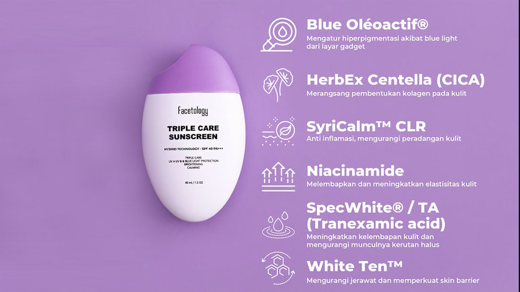 Facetology Triple Care Sunscreen For Acne & Oily Skin SPF 40 PA+++ 40ML. foto/Facetology Facetology Triple Care Sunscreen