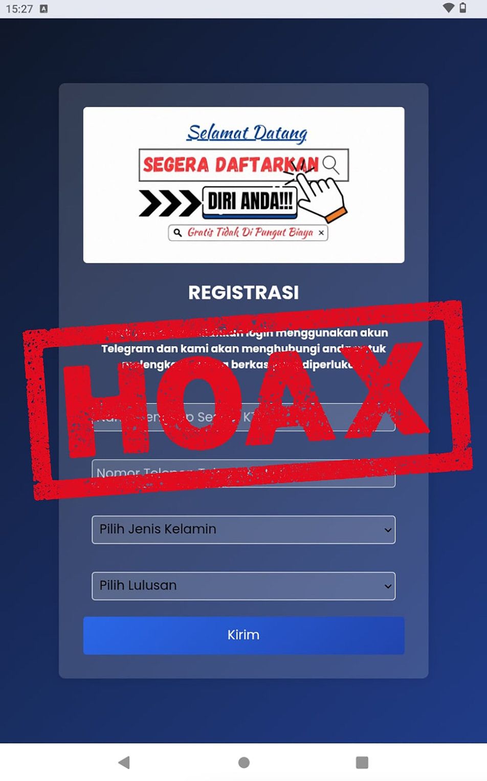 Header periksa fakta hoaks tautan pendaftaran BSU untuk Guru Honorer dan ASN periksa fakta pendaftaran BSU