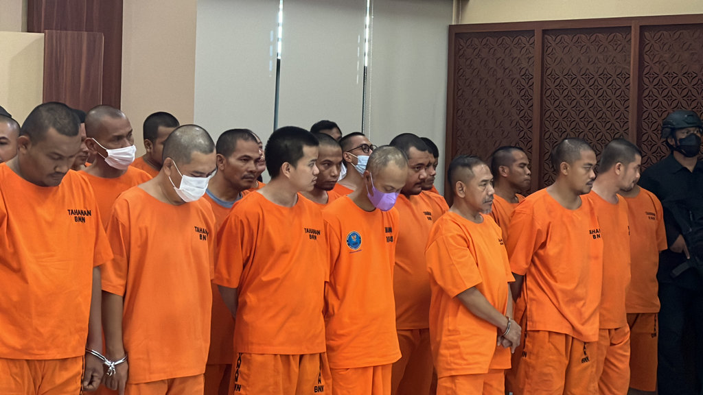 Konferensi pers Desk Pemberantasan Narkoba terkait penindakan Juni-Juli 2025, Rabu (30/7/2025). tirto.id/Ayu Mumpuni Konpers Desk Pemberantasan Narkoba