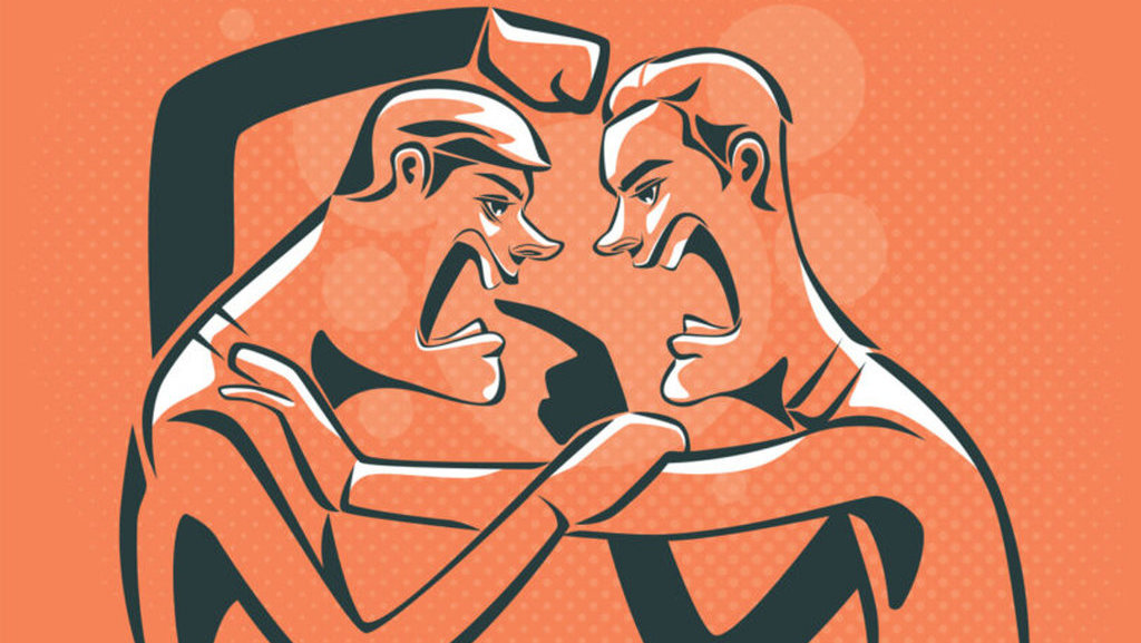 Ilustrasi pria berdebat dan konflik. FOTO/iStockphoto Ilustrasi Kekerasan